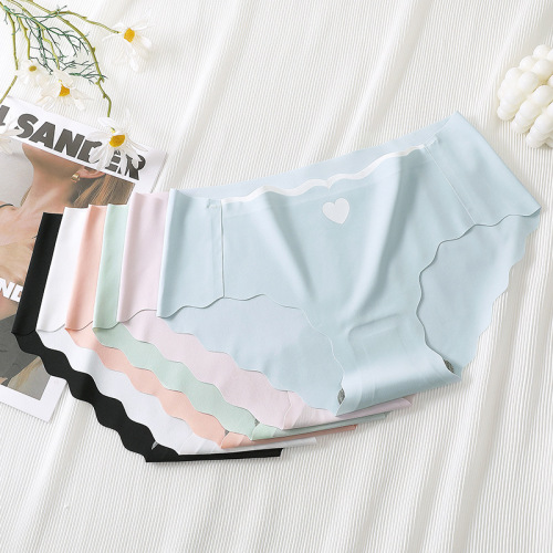New product seamless ice silk underwear for women high elastic nylon shorts graphene antibacterial peach heart cute girl briefs