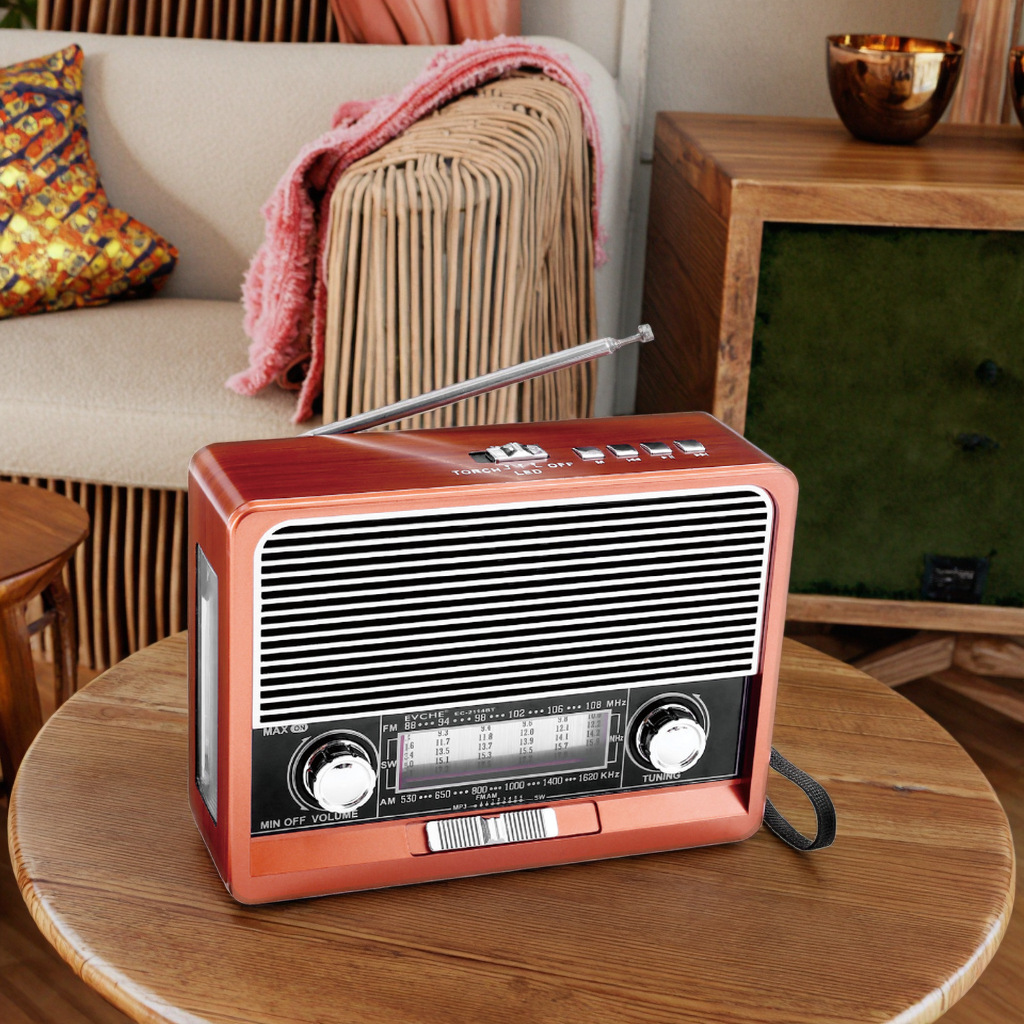 Radio Bluetooth Portátil de Banda Completa 2114 de Plástico con Linterna LED y USB image 3