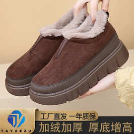 鞋子女2025冬季新款跨境雪地靴加绒保暖翻毛女棉靴休闲百搭一脚蹬
