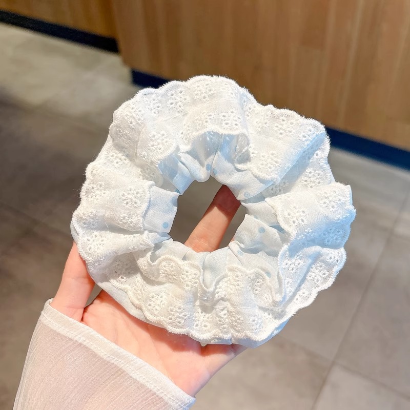 Anillo de cabello de intestino grande colección de anillo de cabello simple y fresco super inmortal flor triturada encaje adornos para el cabello popular cuerda de cabello al por mayor