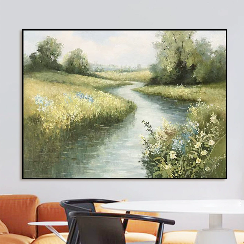 Абстрактная oil painting светлая роскошь гостиная декор пейзаж наружный сельский стиль дикая река диван фон настенная подвесная живопись