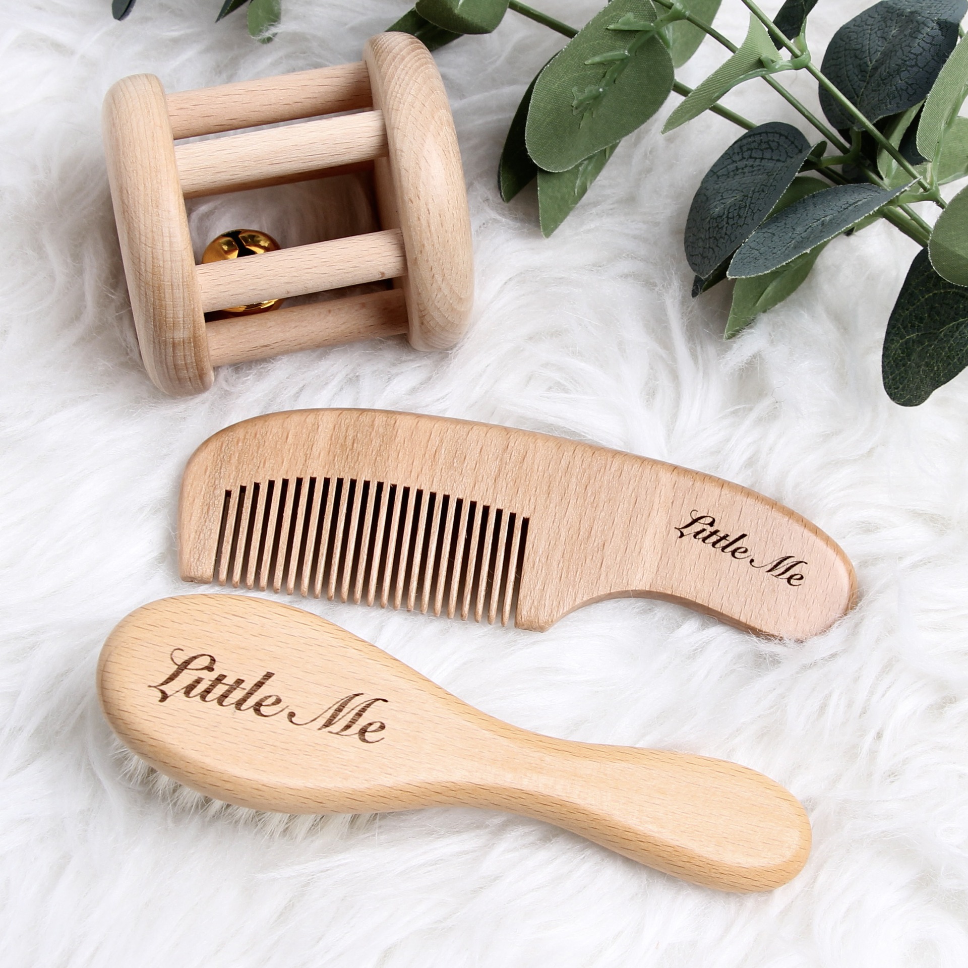 Etsy Temu nombre tallado transfronterizo bebé cepillo de lana para niños cepillo de baño cojín de aire masaje conjunto de peine