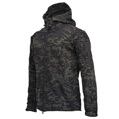Chaqueta de los hombres trajes al por mayor impermeable de lana camuflaje suave capa de cáscara táctica al aire libre chaqueta de lana térmica
