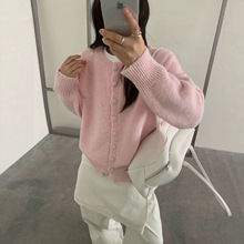 2026秋冬新款纯色圆领针织开衫外套女韩系减龄慵懒百搭毛衣上衣潮