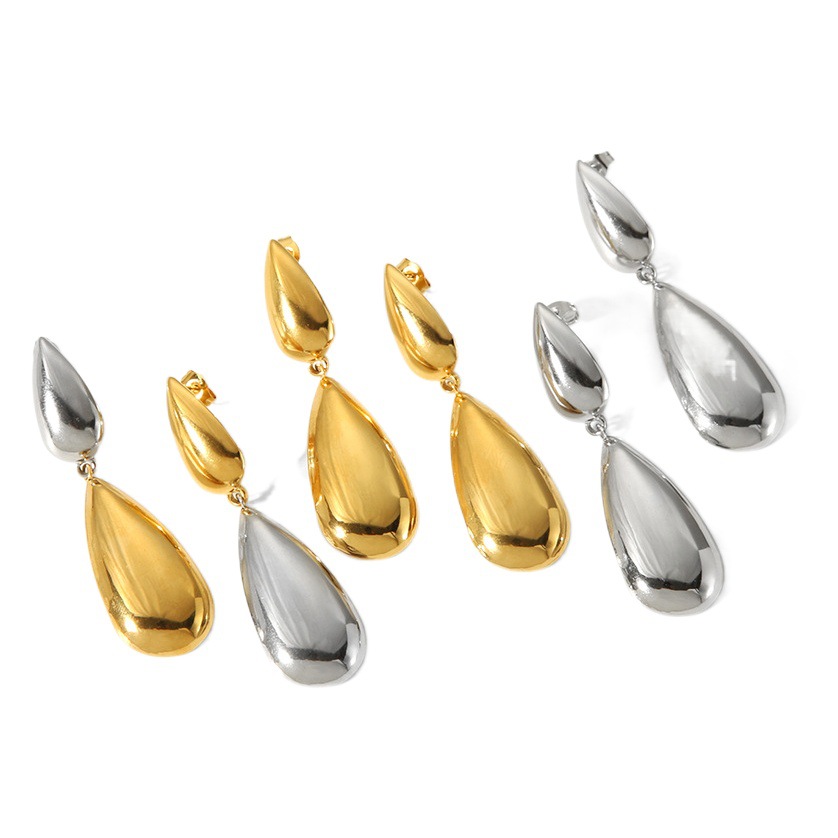 Europeo y americano transfronterizo nueva moda elegante pendientes 18K oro Acero inoxidable gota pendientes nicho diseño femenino de alto grado