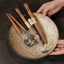 手工柚木檀木筷子实木日式筷子汤勺子无漆小众外出旅游随身携带