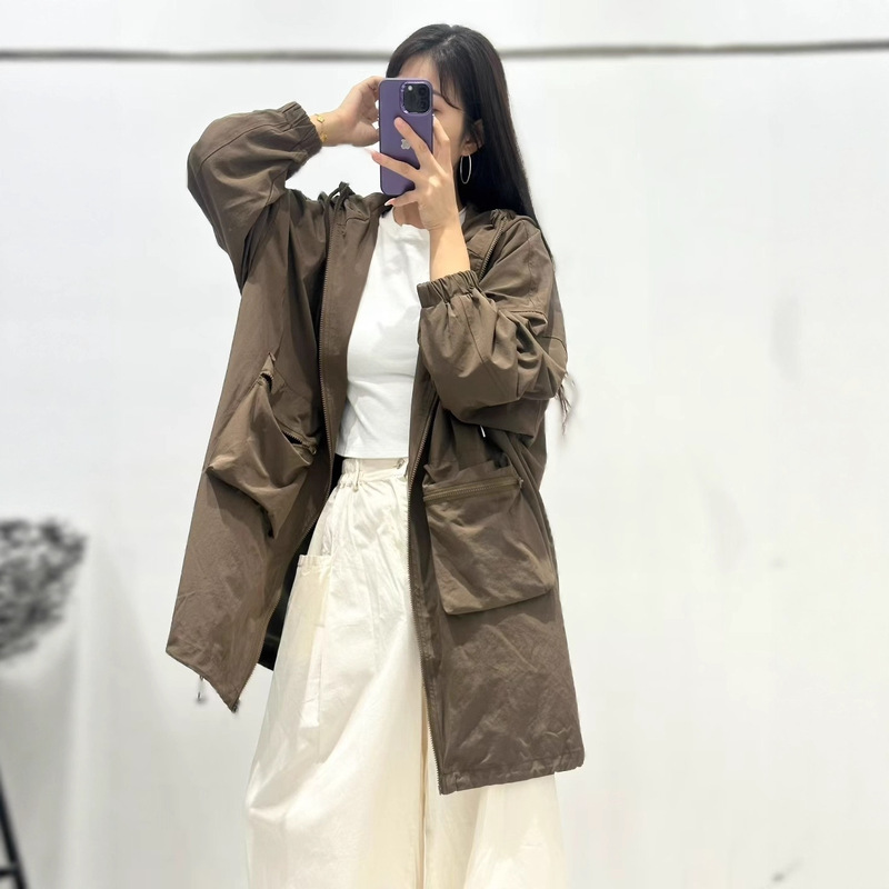 连帽外套 2025秋季新款 个性宽松大码风衣女时尚拉链上衣潮85053|undefined