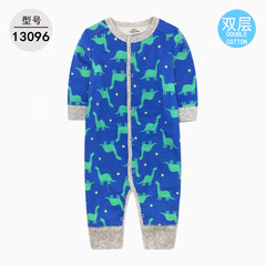 Factory drop shipping infant and children's clothing for spring and autumn seasons, long-sleeved baby crawl suit, double-layer A-cotton baby onesie