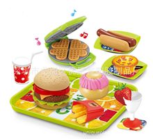 厨房过家家玩具速卖通跨境货源供应儿童智力仿真汉堡薯条速食快餐