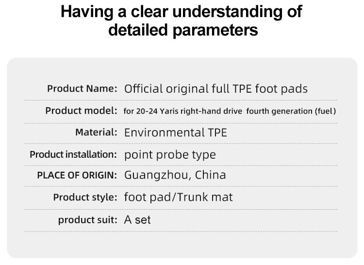 Suitable for 20-24 Toyota Yaris Car Special Floor Mats Tpe Floor Mats Trunk Mats Cross-Border