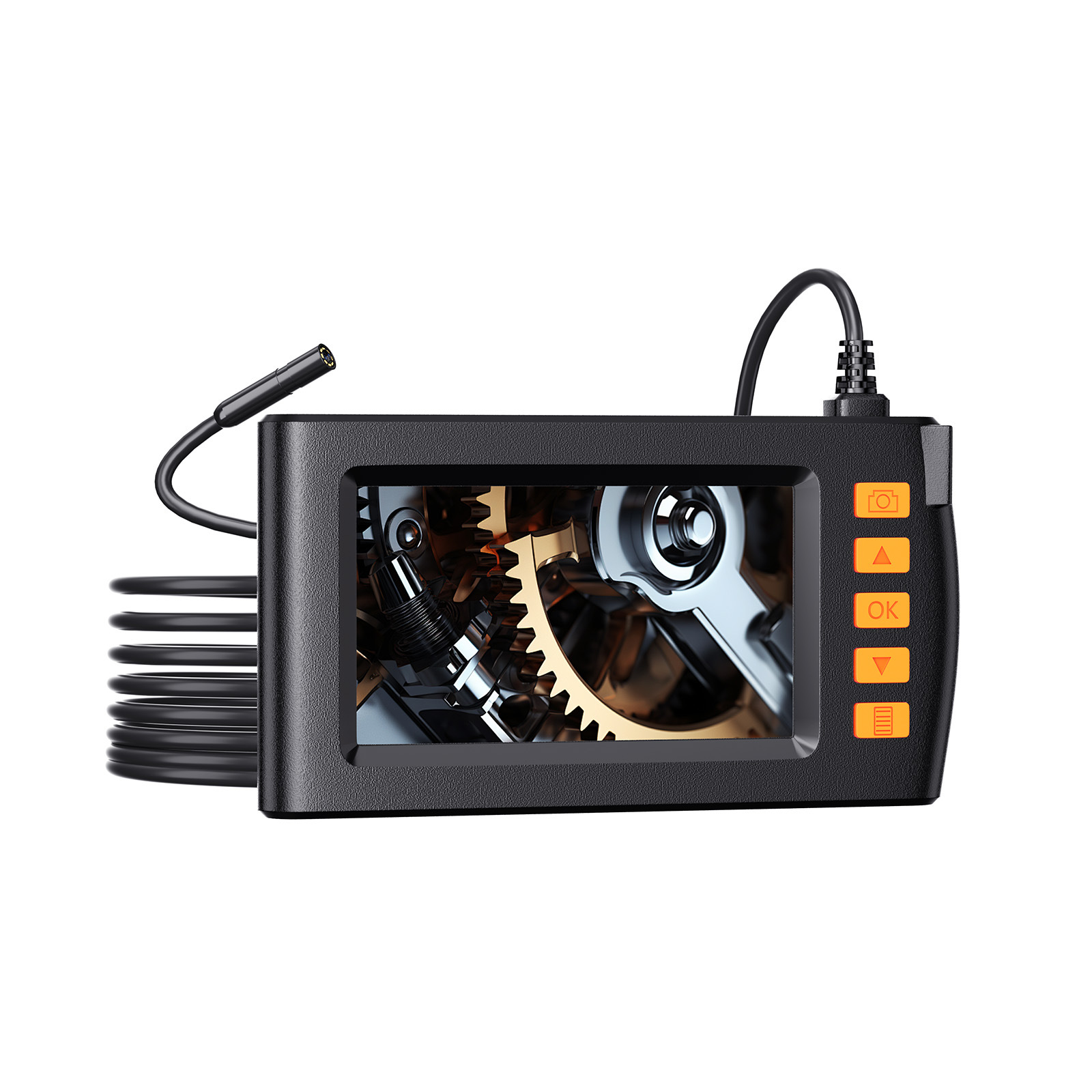 High Definition 4.3 Inch Screen Industrial Endoscope IP67 Waterproof Dual Lens Automotive Repair Pipeline Camera Probe 8mm