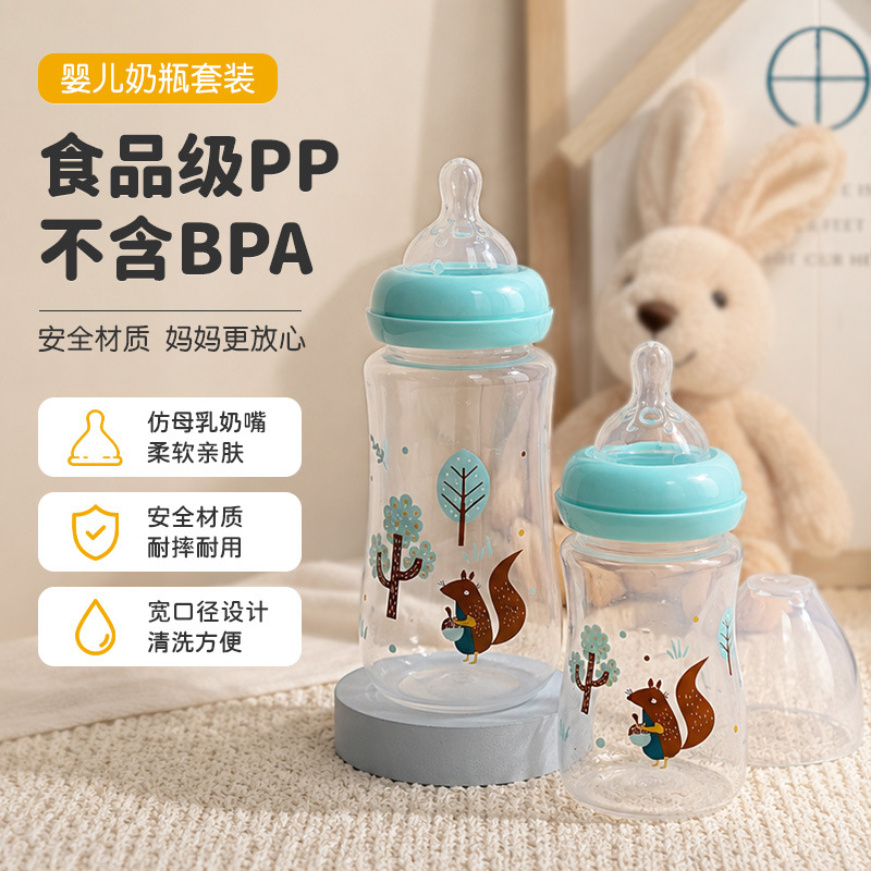 Bottle detergent, set, feeding bottle, high-end shatterproof anti-colic gift box for mother and baby, wide neck, 4 piece set, Birthday gift 2