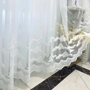 High-grade window screen white screen window screen transparent opaque bay window white screen balcony living room semi-shading maple leaf clouds