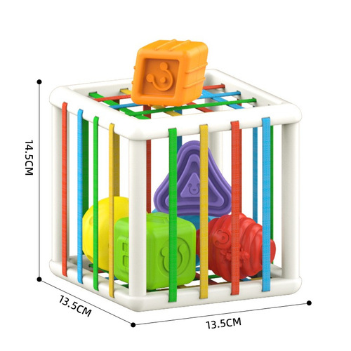 Cross-border Amazon Fun Rainbow Cube Sesele Early Learning Baby Shape & Color Grasping Training Rattle Toy