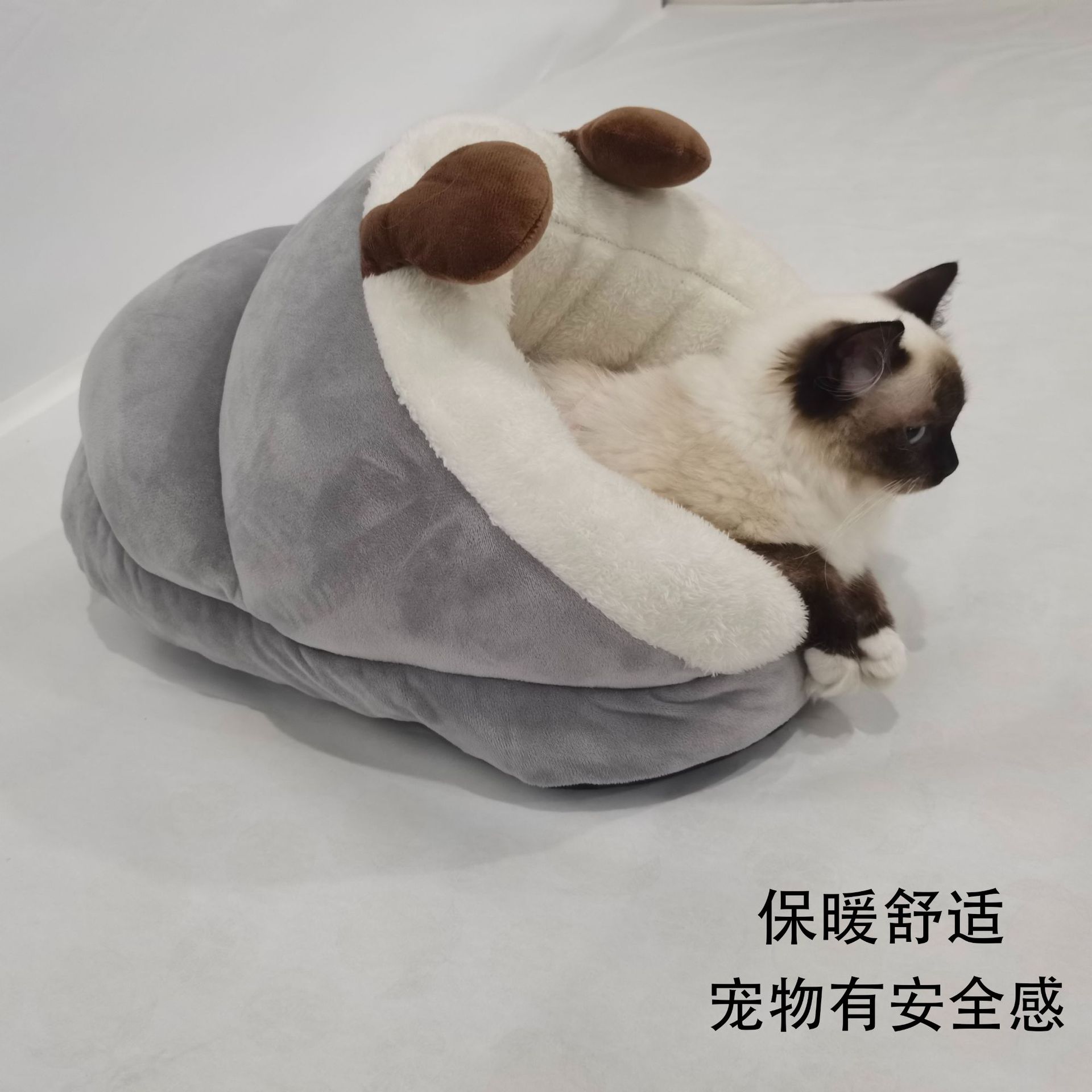 제조업체 고양이 개집 가을 겨울 두꺼운 따뜻한 개집 인터넷 연예인 고양이 침낭 반 밀폐형 고양이 침대 작은 개 개집