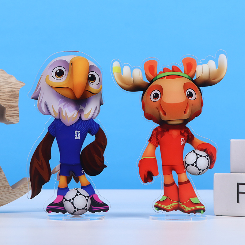 Custom acrylic standee with cartoon mascot figure, corporate image transparent double-sided printed standee customization