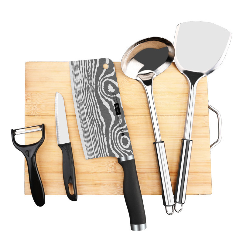 Kit de cuchillo de cocina doméstico conjunto completo afilado sin molienda cuchillo de cocina cortador de carne de corte ultra rápido acero inoxidable