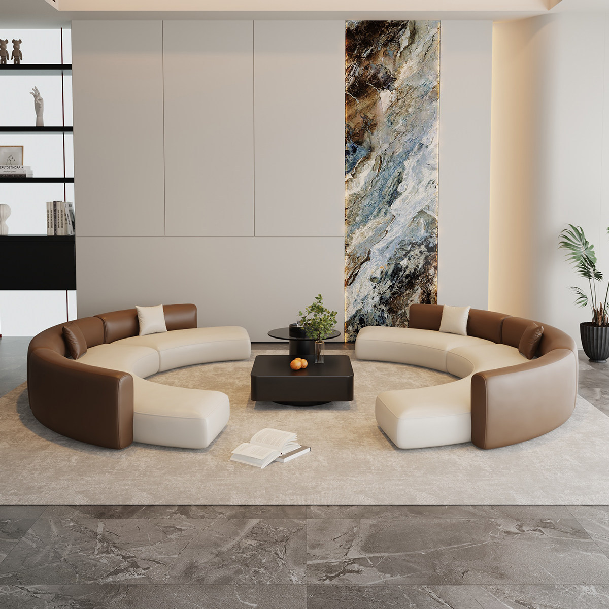 Hotel de lujo italiano, lobby de recepción, sofá de oficina completo, muebles de sofás simples de alto nivel