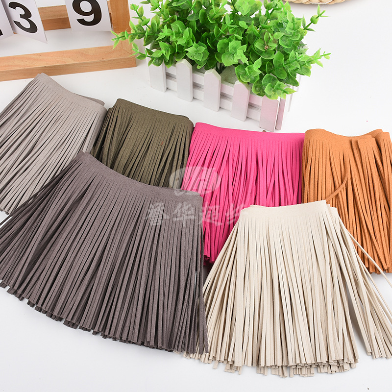 400 Colors in Stock Suede Microfiber Tassel Leather Strips Korean Suede Leather Tassel Strips and Beard Tassels