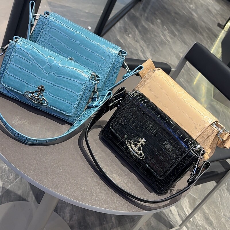 Empress 2025 New Saturn Underarm Bag Crocodile Pattern Shoulder Bag Chain Bag Baguette Bag Trendy Women's Bag