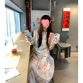 野莓盛夏韩系气质新圆领草木氧气系法式无袖天丝麻背心连衣裙女