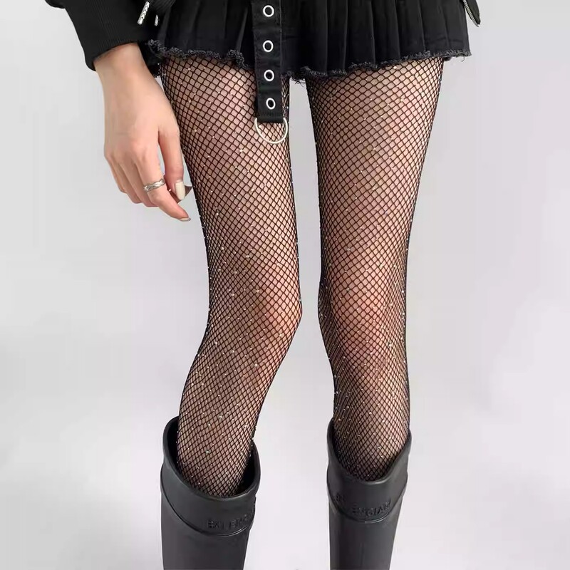 Sexy Fishnet Stockings with Hot Diamond Silk Stockings, Black Mesh Leggings, Women's Slimming Beautiful Leg Stockings, Thin Ins