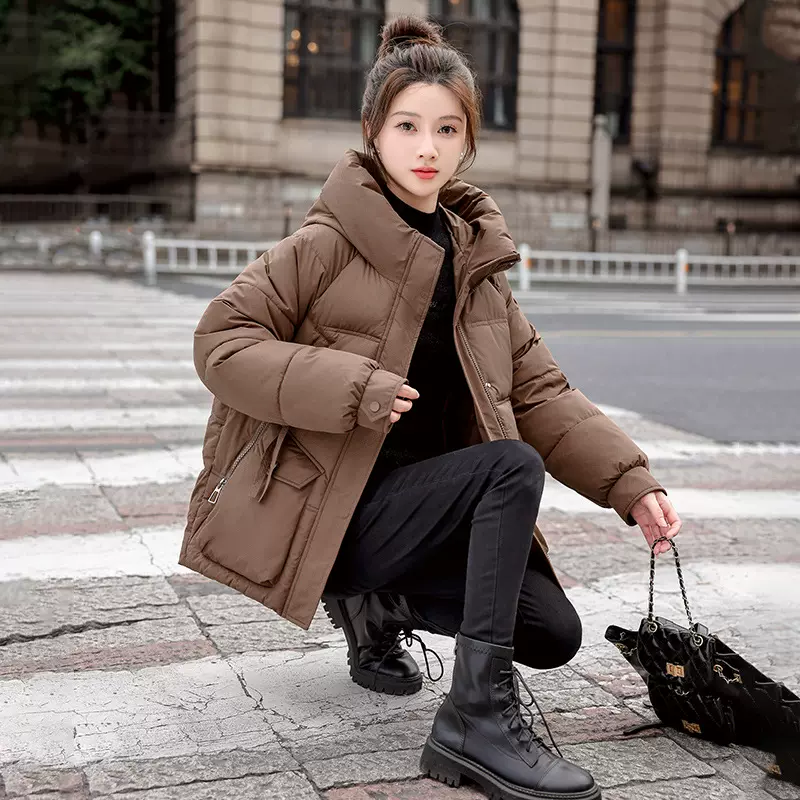 新款棉衣2024冬季韩版棉服女士连帽加厚保暖时尚小个子面包服外套