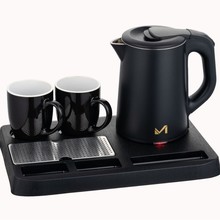 酒店客房專用不銹鋼燒水壺ABS托盤茶具賓館民宿電熱水壺托盤套裝