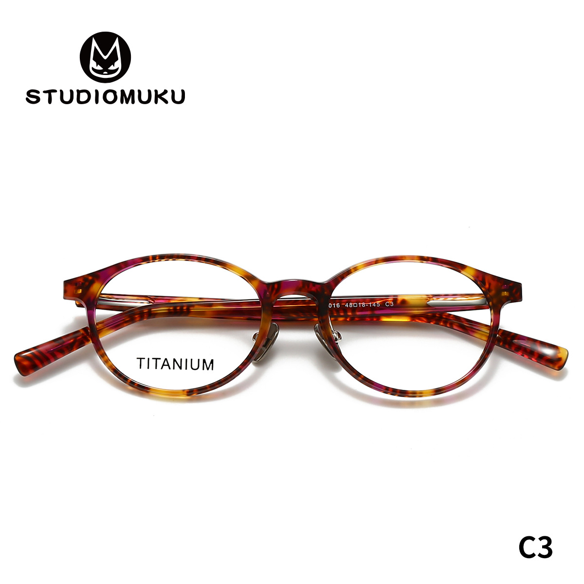 STUDIOMUKU gafas de madera frescas con marcos ovales minimalistas y no simples, marcos gruesos de titanio puro