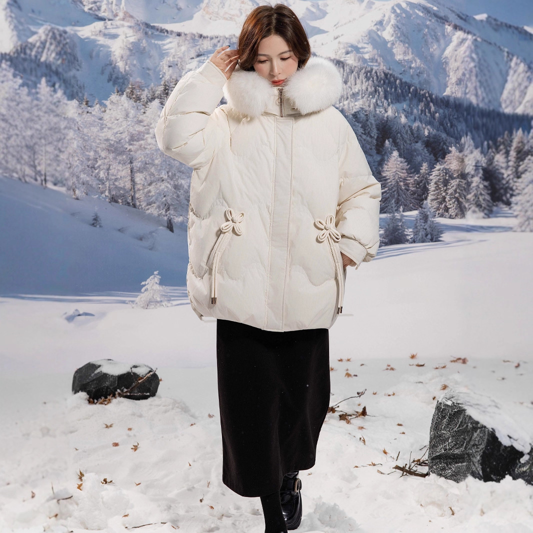 2025 New Chinese Style Large Fur Collar Plus-Size Maternity down Jacket for Women Plus Size 2511