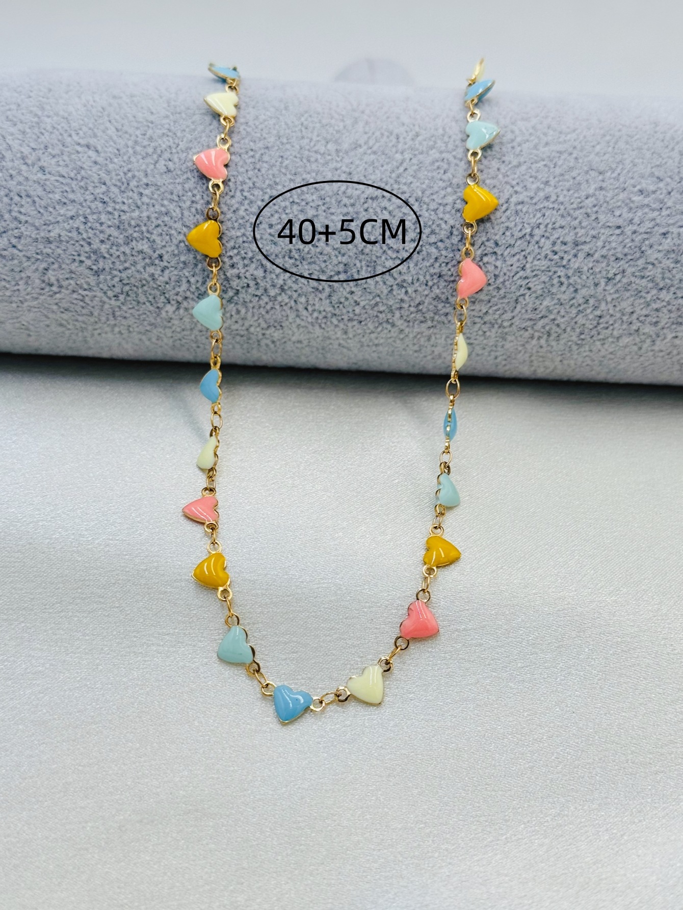 Joyería Al Por Mayor Elegante Forma De Corazón Acero Inoxidable 304 Esmalte Collar Sin Cadena display picture 2