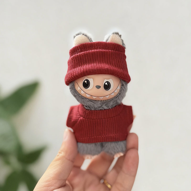 迷你版4.0LABUBU搪胶脸毛绒盲盒玩偶衣服圣诞套装小鼻嘎心底密码|undefined