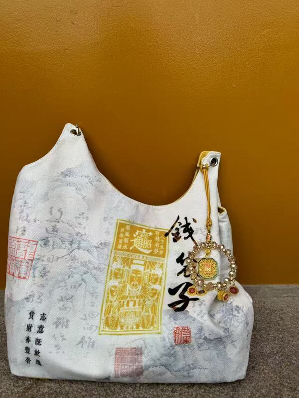 既製マネーバッグ、霊隠寺と同じスタイル、同じスタイルのショルダーバッグ、景勝地のショルダーキャンバスバッグ、人気の大容量カジュアルバッグ|undefined