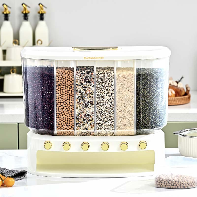 Large Capacity 10kg Divided Rice Bucket Household Rice Storage Bucket Grain Bucket Rice Bucket Wholesale Pest-Proof Moisture-Proof Rice Cylinder