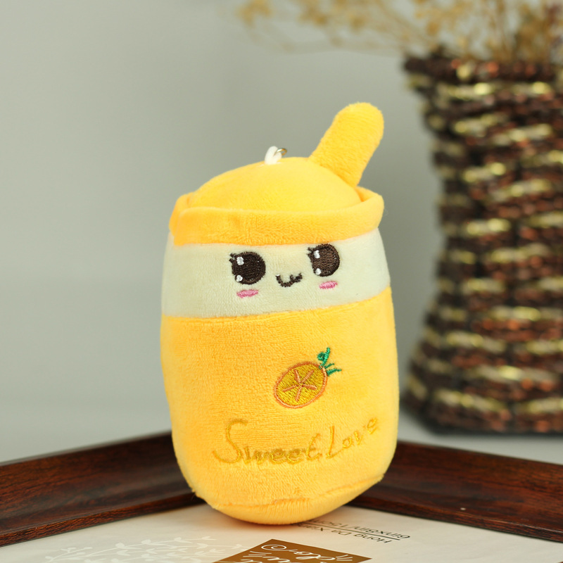 Linda simulación fruta leche taza de té colgante de peluche muñeca de juguete bolsa colgante decoración muñeca llavero grab máquina muñeca