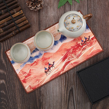 功夫茶巾双面吸水中式印花茶席防水泡茶垫桌布毛巾珊瑚绒可加logo