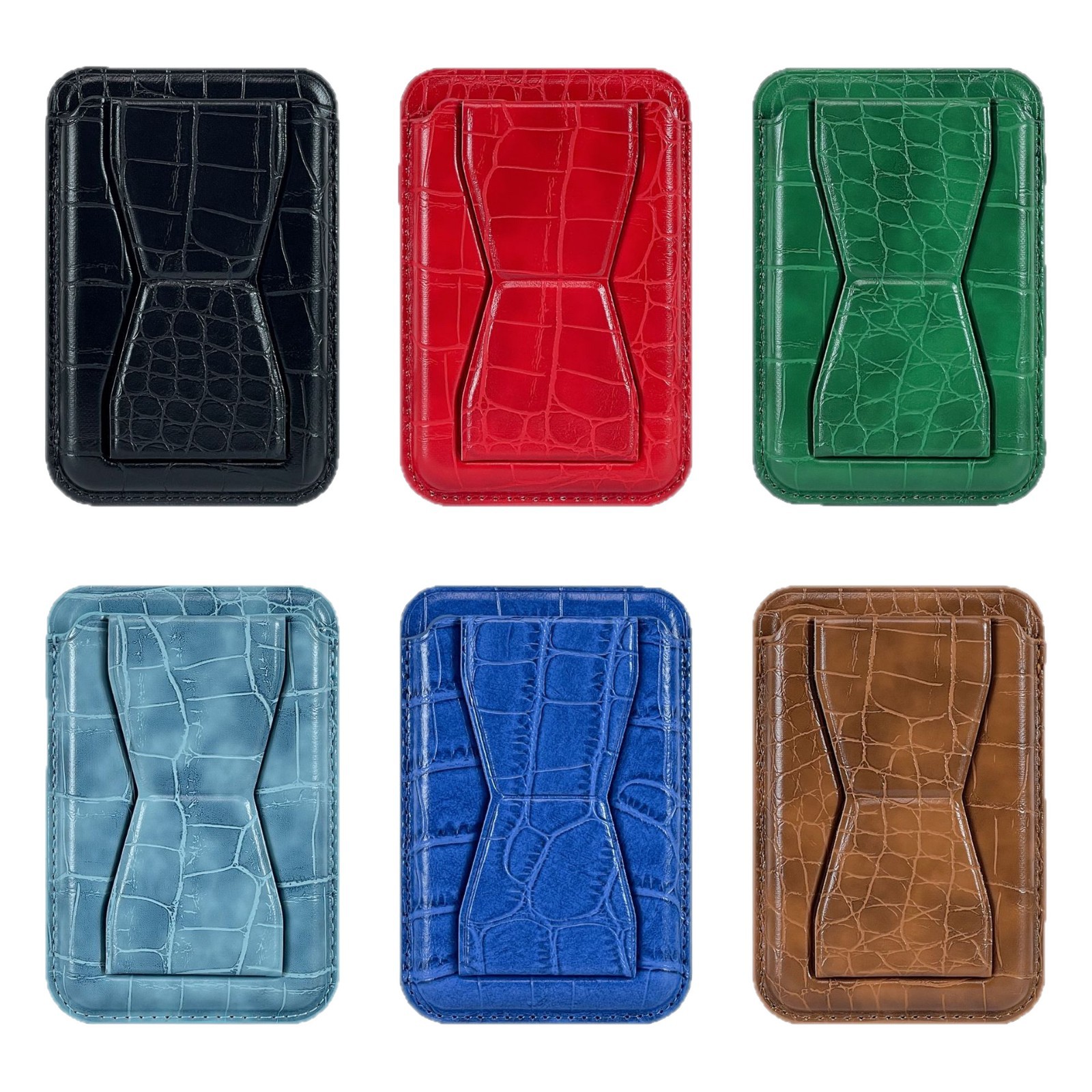 Fábrica suministro directo de suministro de productos in situ transfronterizo soporte de teléfono móvil bolsas de tarjetas de cuero PU bolsas de tarjetas de soporte estilo pegado