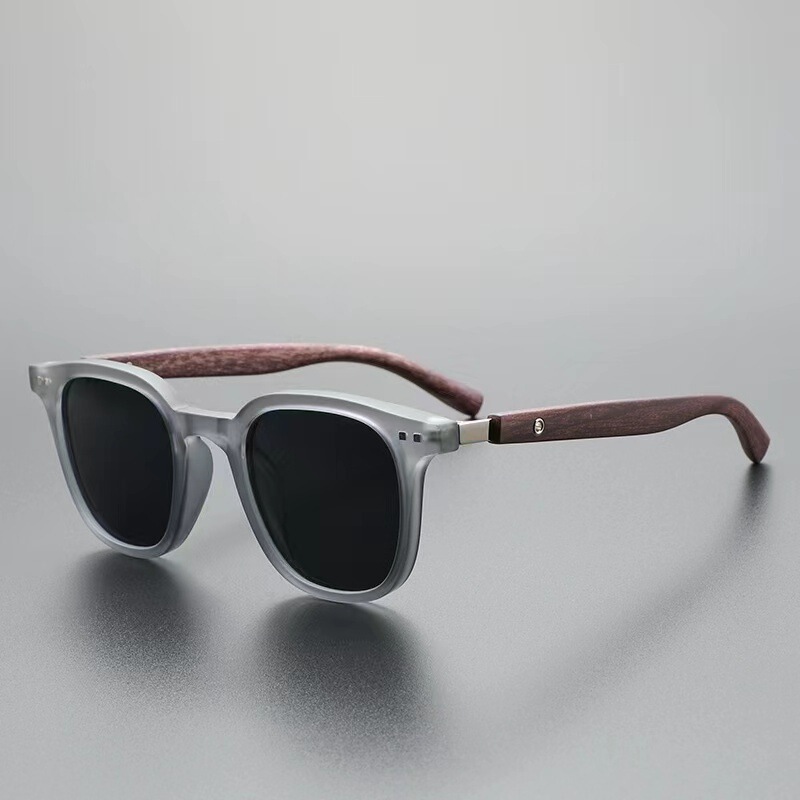 Japanese Style Vintage Literary Trendy Retro Sunglasses Frame Men and Women Wood Grain Leg Anti-Uv Sunglasses European and American