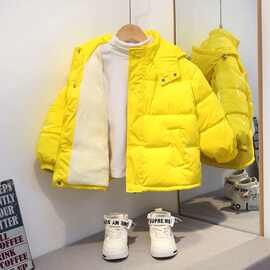 冬装儿童加厚加绒棉服女童洋气棉服男童免洗短款连帽棉袄宝宝外套