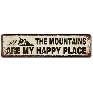 Mountain Healing Tin Painting the Mountains Are My Happy Place Hanging Painting Decoration