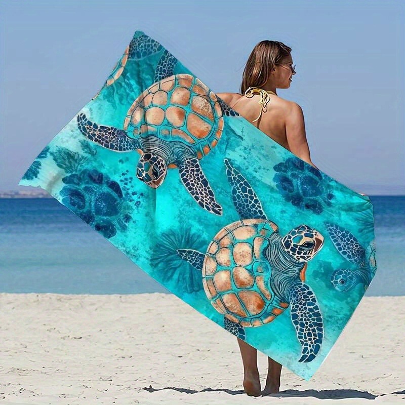 Cross-Border Temu Turtle Beach Towel Microfiber Summer Ocean Sun Protection Quick-Drying Absorbent Towel Swimming Bath Towel