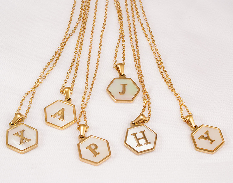 Fashion Hexagon Stainless Steel Pendant Necklace Plating Shell Stainless Steel Necklaces display picture 3