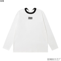 MIMI休闲宽松慵懒撞色潮牌字母T恤简约百搭上衣春秋季男款潮