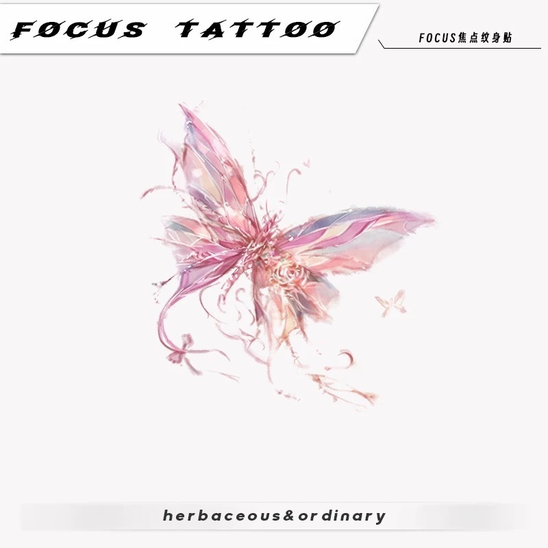Colorful Butterfly Tattoo Stickers for Women, Waterproof and Long-Lasting, Small Fresh Ins Style Pink Butterfly High-End Clavicle and Ankle Stickers