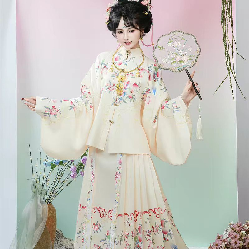 Spring and Summer New Style Taoyuan Qingmeng Original Ming-Style Hanfu for Women 2026 Mamian Skirt Set with Grand Ming Dynasty Print Ancient Costume Spring and Summer New Style Taoyuan Qingmeng Original Ming-Style Hanfu for Women 2026 Mamian Skirt Set with Grand Ming Dynasty Print Ancient Costume