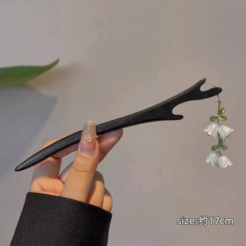 女性用の新しい中国風の木製ヘアピン、ハイエンドの古代スタイルのタッセルヘアピン、後頭部に多用途のヘアピンとヘッドドレス|undefined