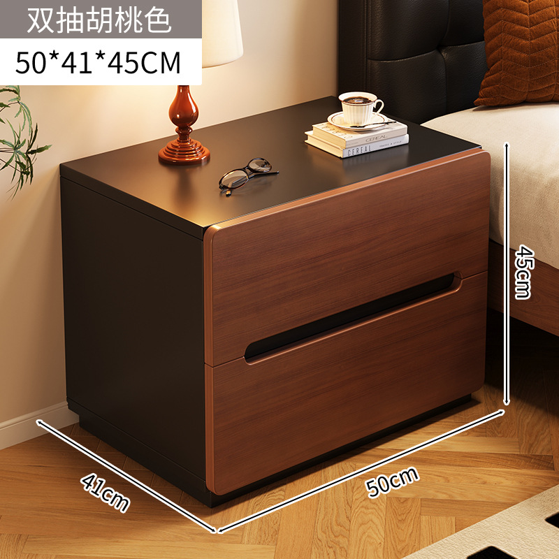 [원목 생태보드 - 신제품 출시] 더블드로우 월넛 + 블랙 + 블랙 베이스 50*41*45cm