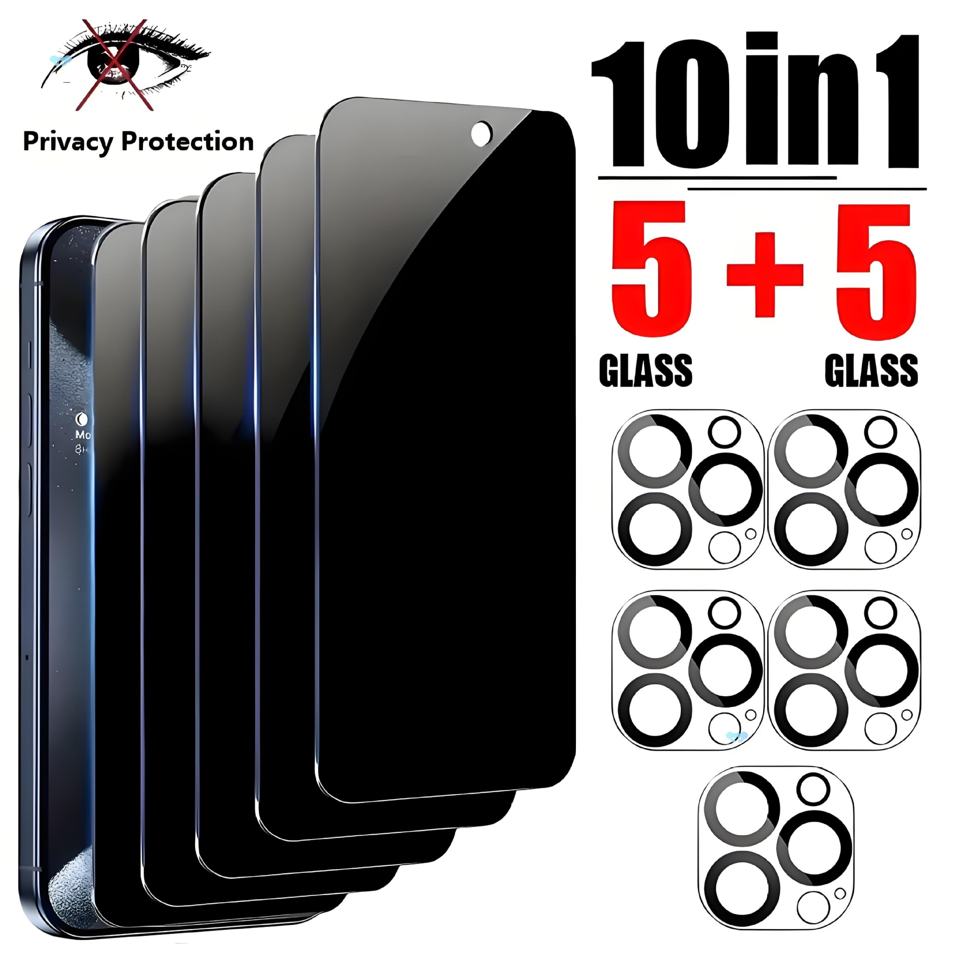 10pcs/5 5 Privacy Tempered Glass Screen Protector Suitable