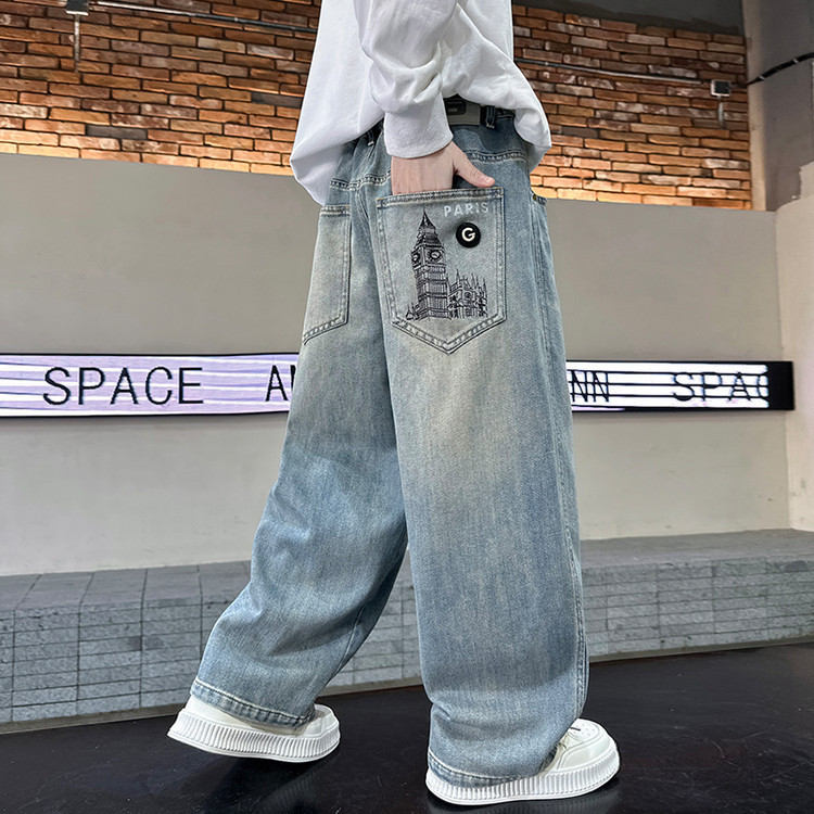 Boys' Spring and Autumn Jeans 2025 New Style Middle-large Children's Puppies Handsome Fried Street Pants Boys Spring Fashion Straight Pants Boys' Spring and Autumn Jeans 2025 New Style Middle-large Children's Puppies Handsome Fried Street Pants Boys Spring Fashion Straight Pants