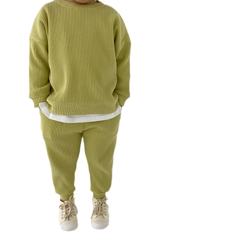 Conjunto de punto cómodo para niños, traje de estilo occidental para primavera/otoño, dos piezas holgadas image 6